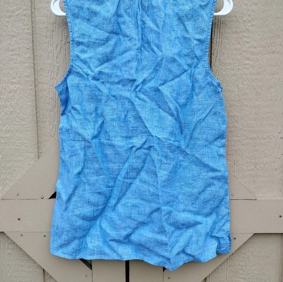 Vineyard Vines Small Blue Linen Casual Comfortable Sleeveless Top - Picture 4 of 7